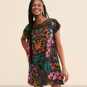 Free People Floral Mini Dress - Black, Pink, Green, Yellow